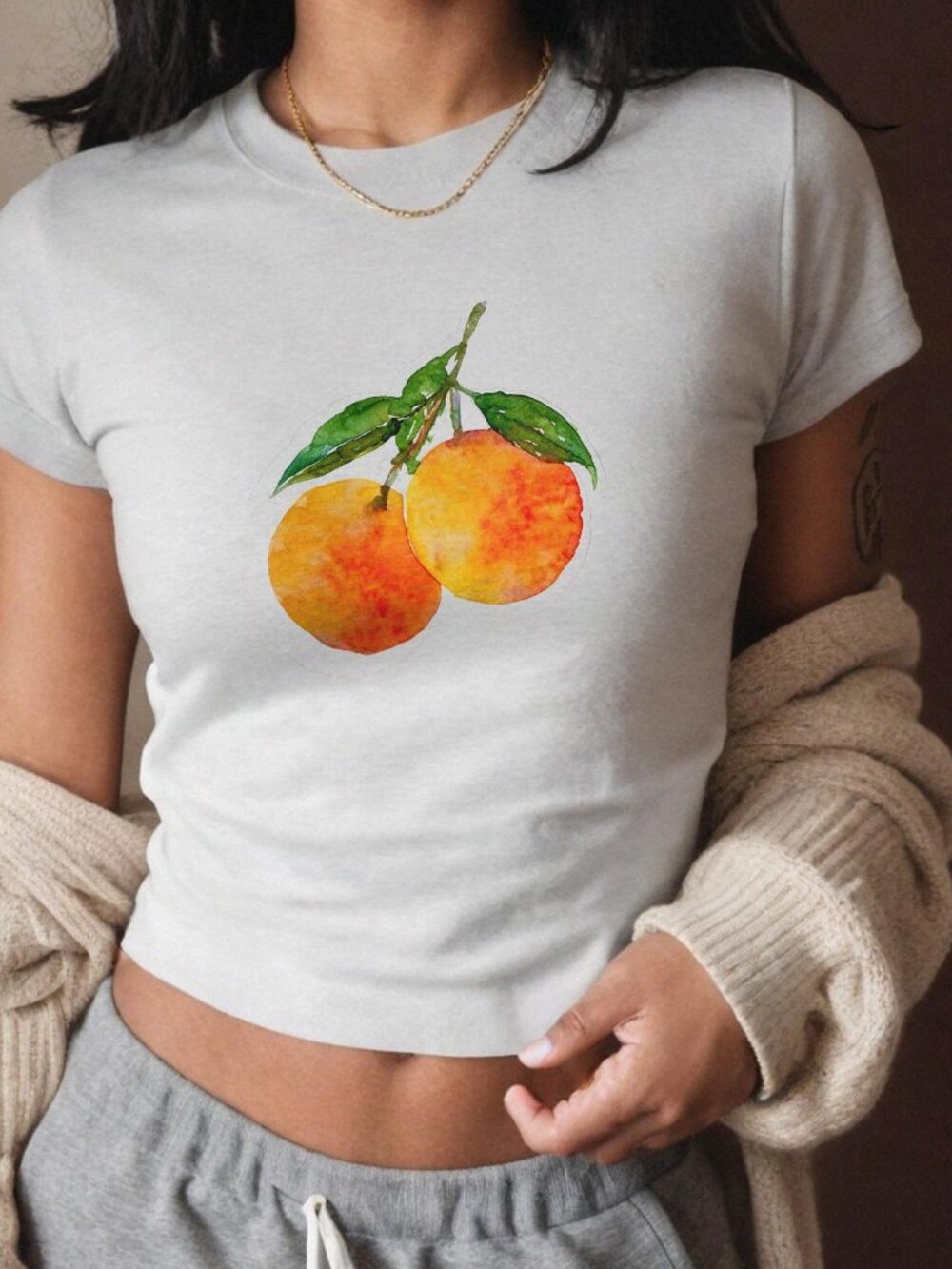 🍊 Vintage Orange Baby Tee 🍊 Woman Baby Tee